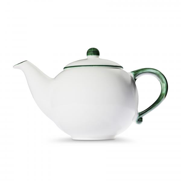 Gmundner Keramik Grüner Rand Teekanne glatt 1,5 L
