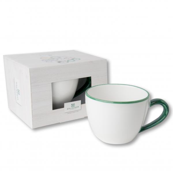 Gmundner Keramik Grüner Rand Teetasse Maxima 0.4 L im Karton