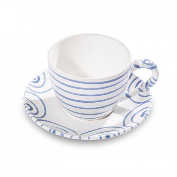 Gmundner Keramik Blaugeflammt Teetasse Maxima mit Unterteller