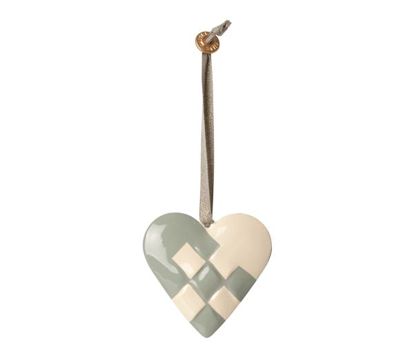 Maileg Metal ornament, Braided heart - Blue