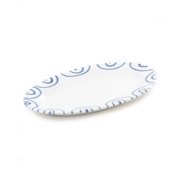 Gmundner Keramik Blaugeflammt Platte oval mit Fahne 21x14cm