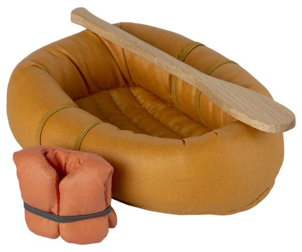 Maileg Rubber boat, Mouse - Dusty yellow